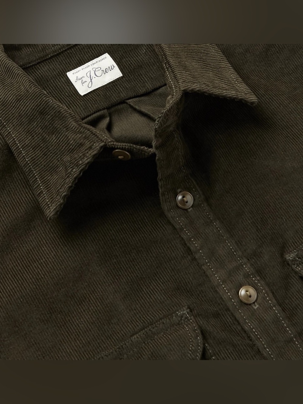 J. Crew Olive Green Corduroy Button-Down Overshirt - Picture 11 of 11